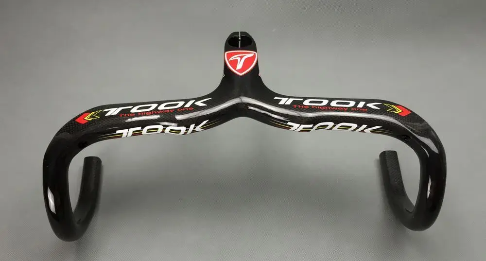 Pаспродажа Изгибающаяся рукоятка для шоссейного велосипеда, встроенный глянцевый руль из углеродного волокна 3K с защитой от падения для руля 28,6x40 0/420/...