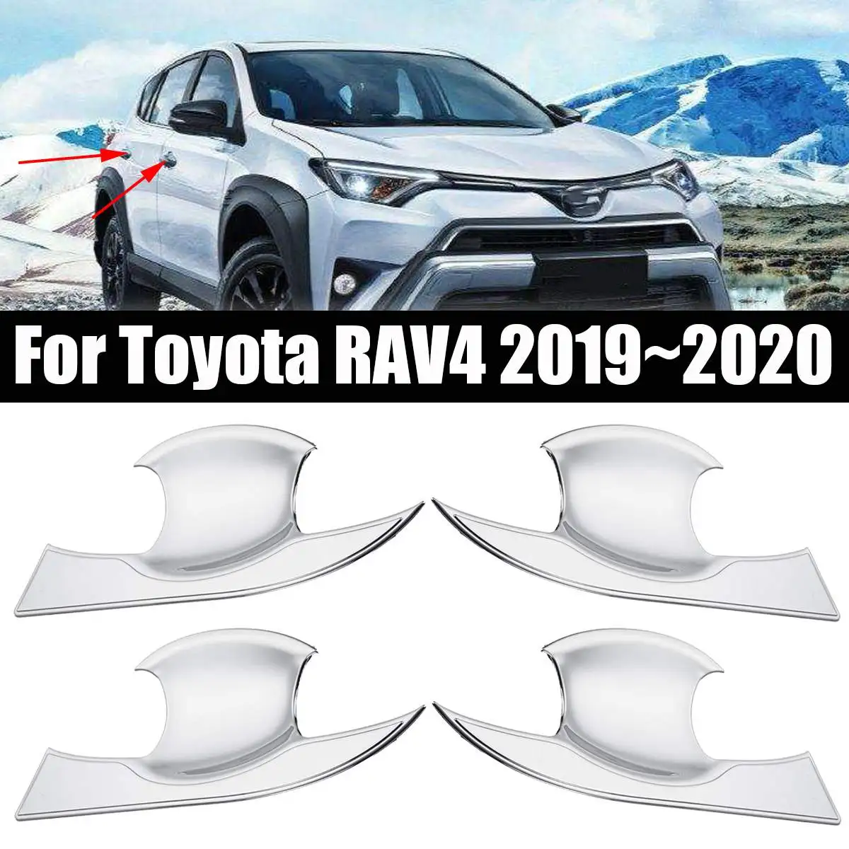 4 шт. крышка дверной ручки хромированная Чаша отделка чашки для Toyota RAV4~ автомобильный Стайлинг двери Литые ручки наружные части