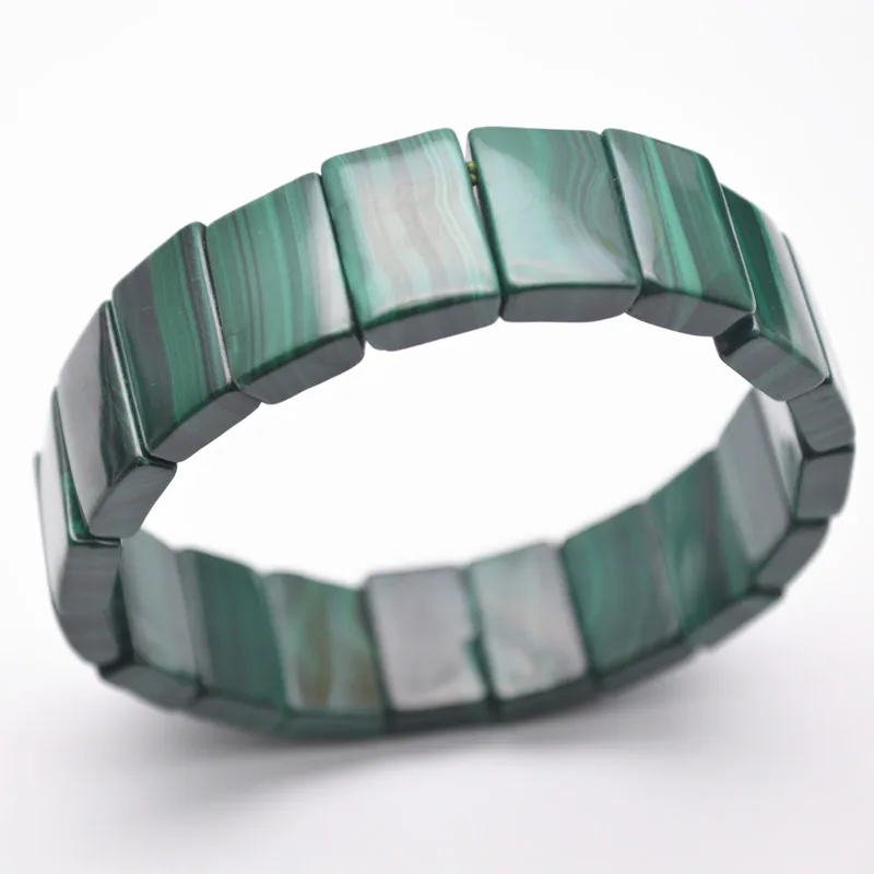Браслеты из натурального малахита прямоугольные эластичный браслет бусин