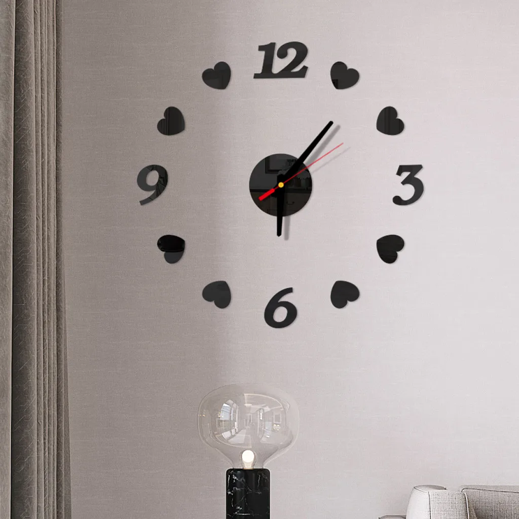 Стикеры s настенные часы для самостоятельной сборки 3D зеркальная поверхность