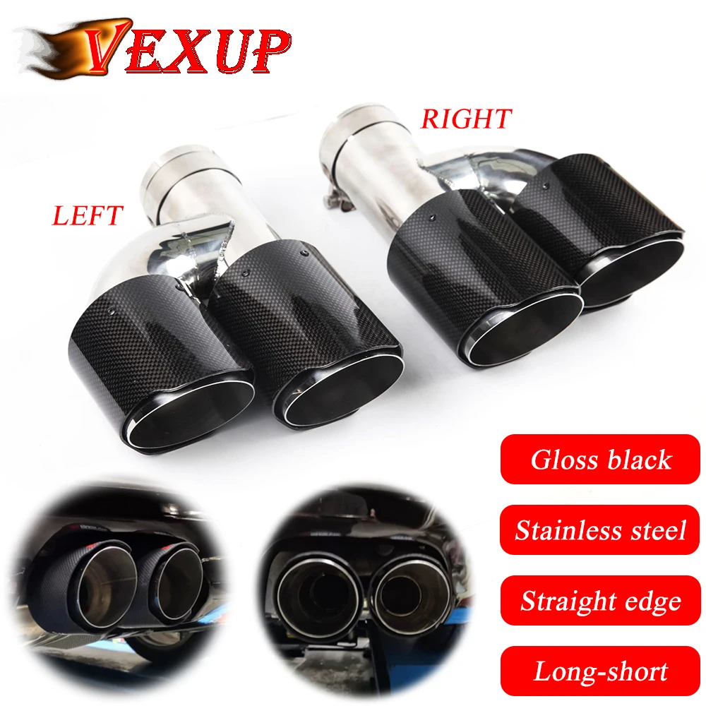 Автомобильный черный глянцевый глушитель из углеродного волокна наконечник