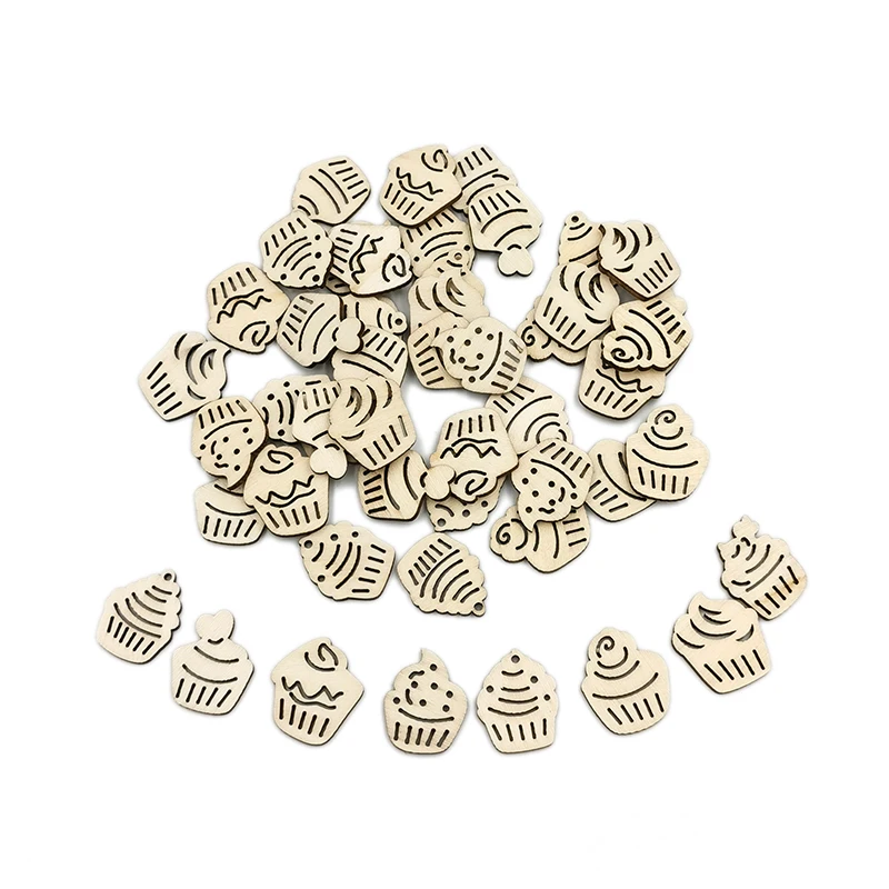 

20 штук Незаконченные деревянные вырезы кекс мороженое Форма Baby Shower вечерние свадебные сувениры висячие украшения для рукоделия