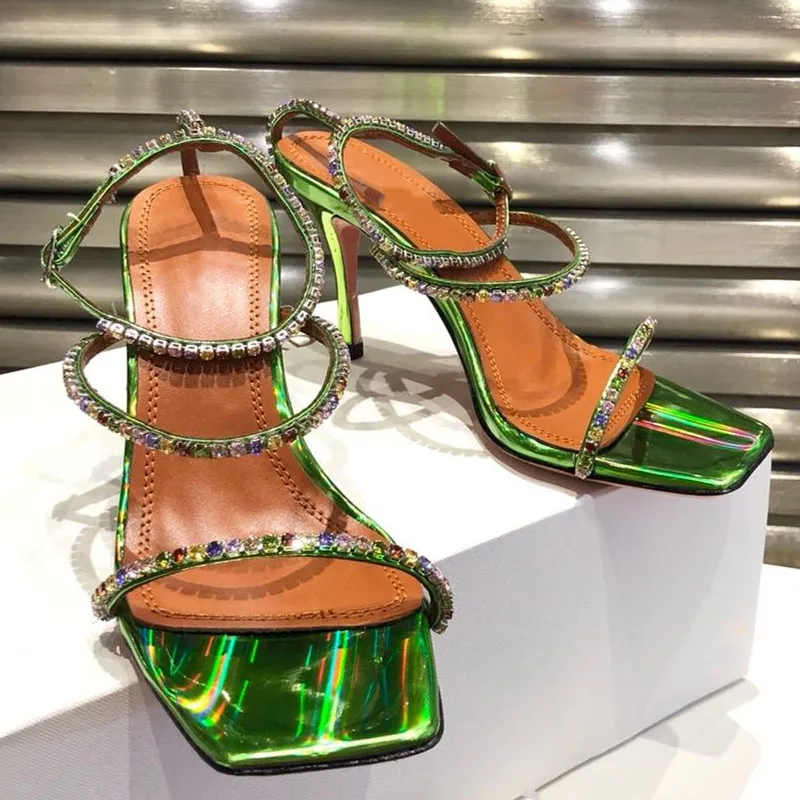 

prowow Gladiator Sandals Women Cut-outs Summer Shoes Woman Crystal Decor New Design High Heel Women Shoes Strap