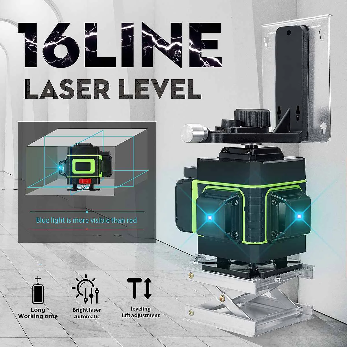 

3D 16 Lines Blue Laser Level Waterproof Self-Leveling 360 Horizontal And Vertical Cross Super Powerful Laser Auto Level