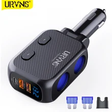 URVNS Car Cigarette Lighter Socket Splitter Charger With Dual 18W QC 3.0 And 20W USB C Fast Charging Auto Power Adapter Plug