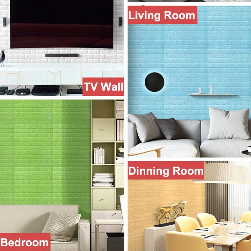 10 pieces wall stickers self adhesive imitation brick wallpaper christmas new year 2022 decorations for home room kitchen decor free global shipping