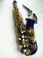 new arrival quality eb alto saxophone brass blue musical instrument gold key sax with case mouthpiece