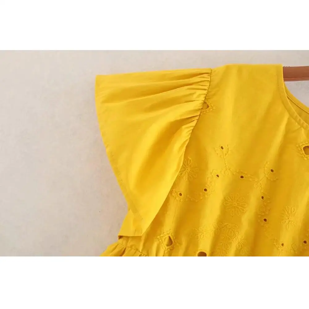 Винтажное элегантное желтое платье с рюшами женское летнее сексуальное открытое