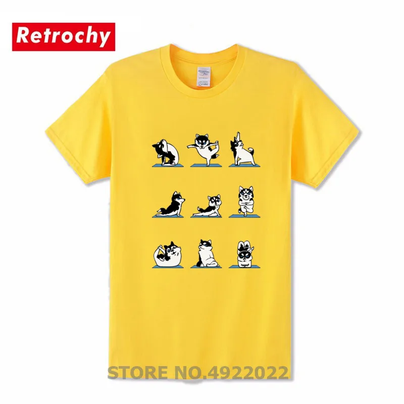 Футболка с изображением милой Хаски для йоги забавный дизайн животных Мужская