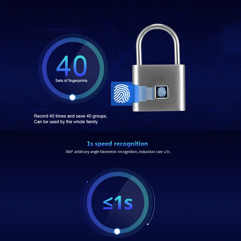 ZWN H1 БЕСКЛЮЧЕВОЙ USB Перезаряжаемый отпечаток пальца умный замок Быстрый разблокировка дверной замок металлический саморазвивающийся чип из цинкового сплава