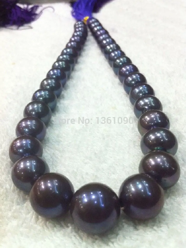 

free shupping xd 003467 BEAUTIFUL 18" AAA 12-13MM SOUTH SEA BLACK PEARL NECKLACE ()