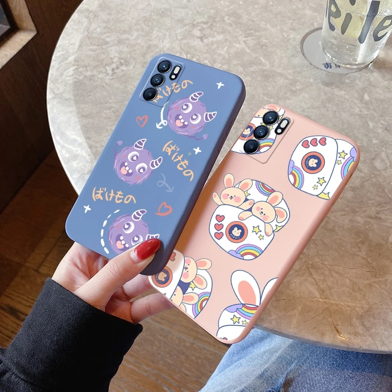 

Для OPPO Reno6 5G Pro 5G Pro + 5G чехол с милым мультяшным цветком и маленьким монстром
