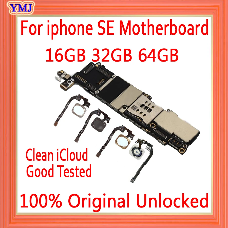 Материнская плата для iphone SE основная 16 Гб/32 ГБ/64 ГБ с Touch ID/без ID разблокированная