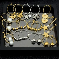 earrings 2021 trend korean fashion hoop earrings vintage stainless steel earrings pendant pearls korean style womens jewelry