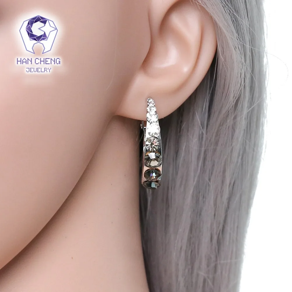 Новые модные очаровательные большие круглые серьги-кольца HanCheng с драгоценным