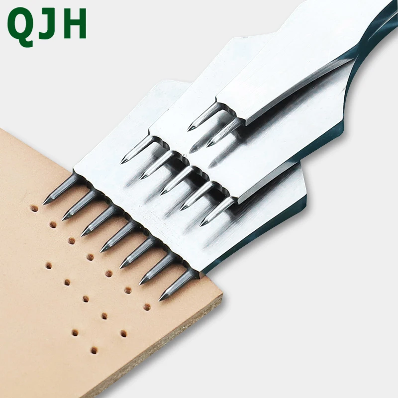 QJH-punzón de cuero de alta calidad, cincel de acero redondo afilado, herramienta de perforación de cuero Pulido-3,0/4,0/5,0mm