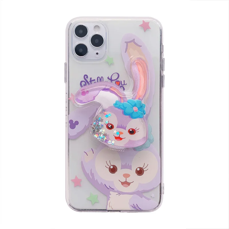 

Cute cartoon rabbit bear bracket mobile phone case for iPhone11 12Pro Max mini X XR XSMax 87PluS anti-fall protective back cover