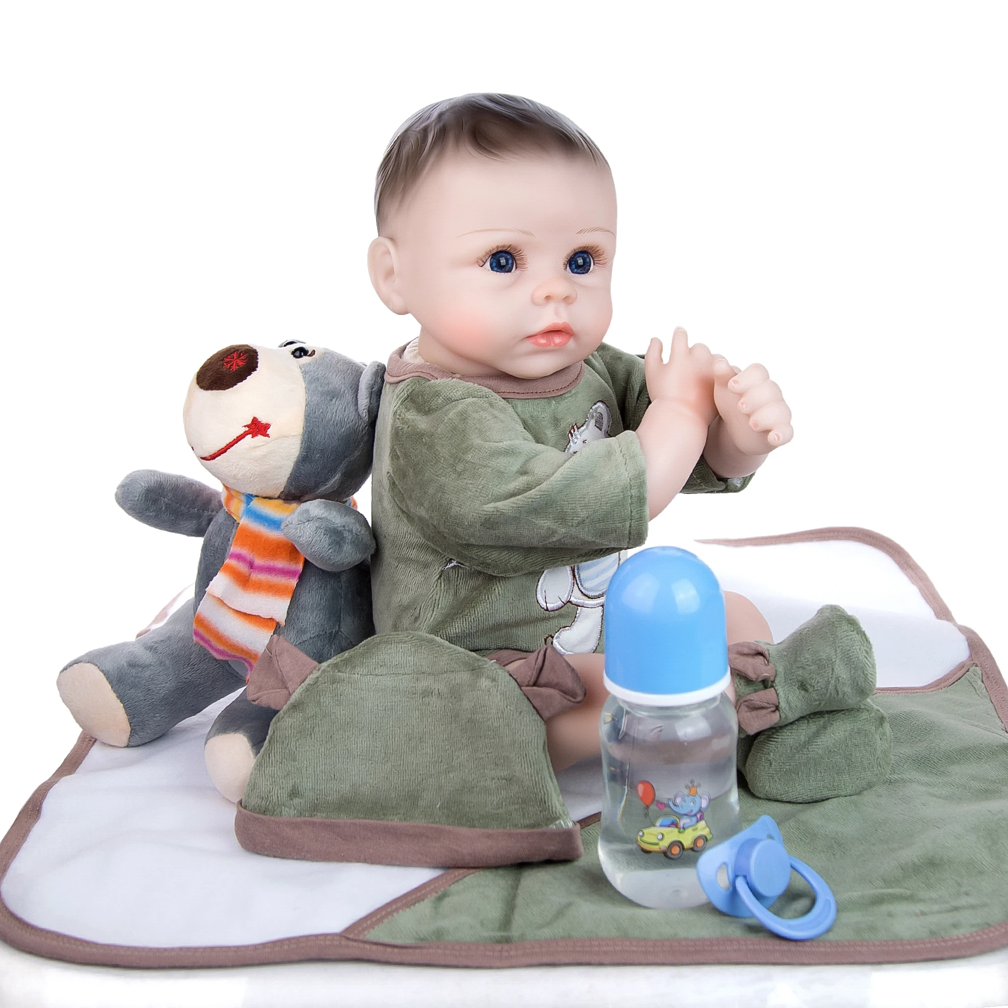 KEIUMI New Design Reborn Baby Doll 48 cm Silicone Soft Cloth Body Realistic Newborn Boy Toy Beld Head Toddler Birthday Gift | Игрушки и