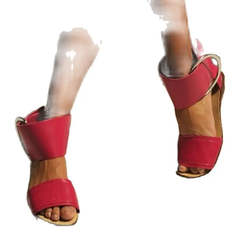 

Сандалии женские на плоской подошве, босоножки-гладиаторы с открытым носком, с ремешком на щиколотке и пряжкой, модная классическая обувь д...