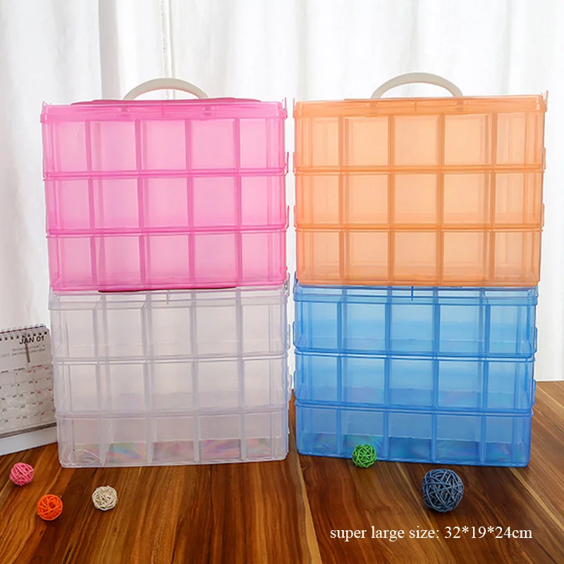 16/30 слотов 3 яруса пластиковые ювелирные украшения для макияжа коробка хранения