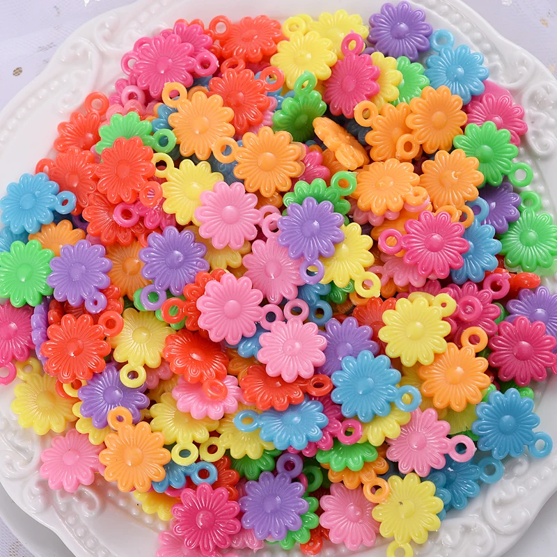 

50Pcs/Lot Random Mixed Flower Shape Acrylic Spacer Beads For DIY Jewelry Making Children Necklace Bracelet Pendant Accessories