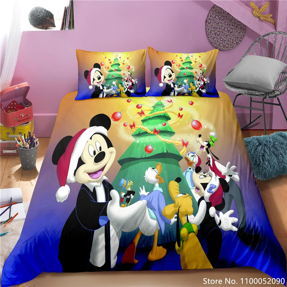 

Christmas Gifts Disney Bedding Sets Mickey Mouse Princess 3D Print Duvet Cover Cartoon Quilt Cover for Bedroom Decor Bedclothes