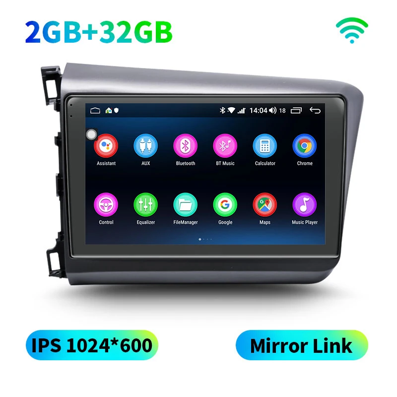 Android автомобильный Радио для Honda Civic 2012 2013 головное устройство 4G+ 64G Встроенная память " один 1 din ips Экран с 4G модем DSP Carplay - Цвет: JY-HO142N3