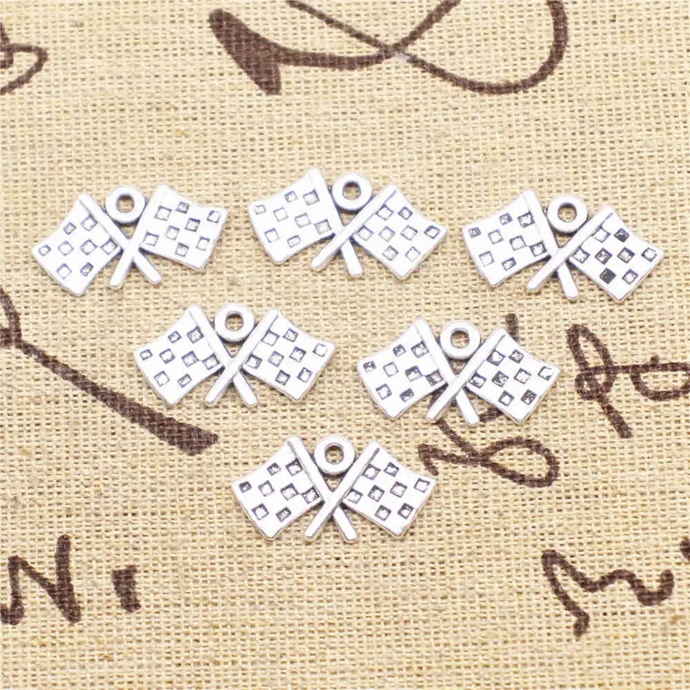 

Earrings Charms 22x12mm Racing Flag Charms Antique Silver Color 10pcs