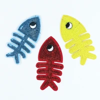 red blue yellow sequins tricolor fish bone beads clothing cloth stickers diy sweaters t shirt shoes hats bags decorative patches
