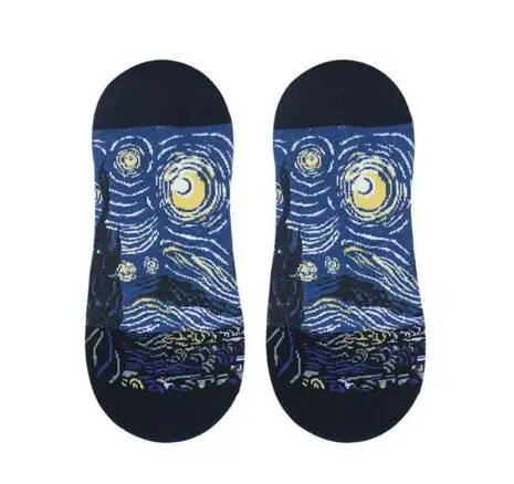 2019 Vintage Art Painting Short Socks Unisex Women Men Starry Night Artistic Streetwear Ankle unisex k2747 | Мужская одежда
