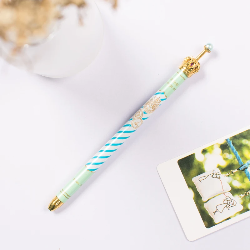 

1PC Creative Metal Crown Diamond Gel Pen 0.5mm Kawaii Black Ink Gel Pen for Girls Gift School Supplies Novelty Stationery