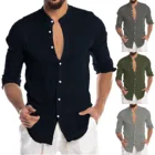 Мужская Повседневная рубашка, однотонный кардиган с воротником и длинными рукавами, удобная хлопковая рубашка, Прямая поставка, 2021