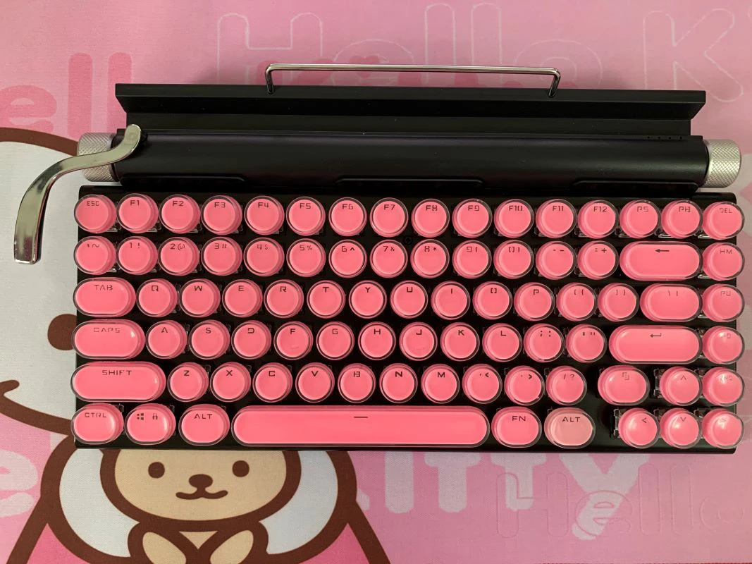 Retro typewriter mechanical keyboard round keycap phone tablet MAC Bluetooth keyboard for phone PC gaming