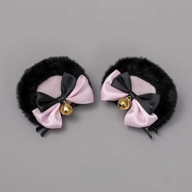 

Cartoon Hair Clip Animal Ear Hair Clip Double Bow Bear Ear Hair Clip Handmade Faux Fur Hairpins Cosplay Barrette Cloth Hairpin