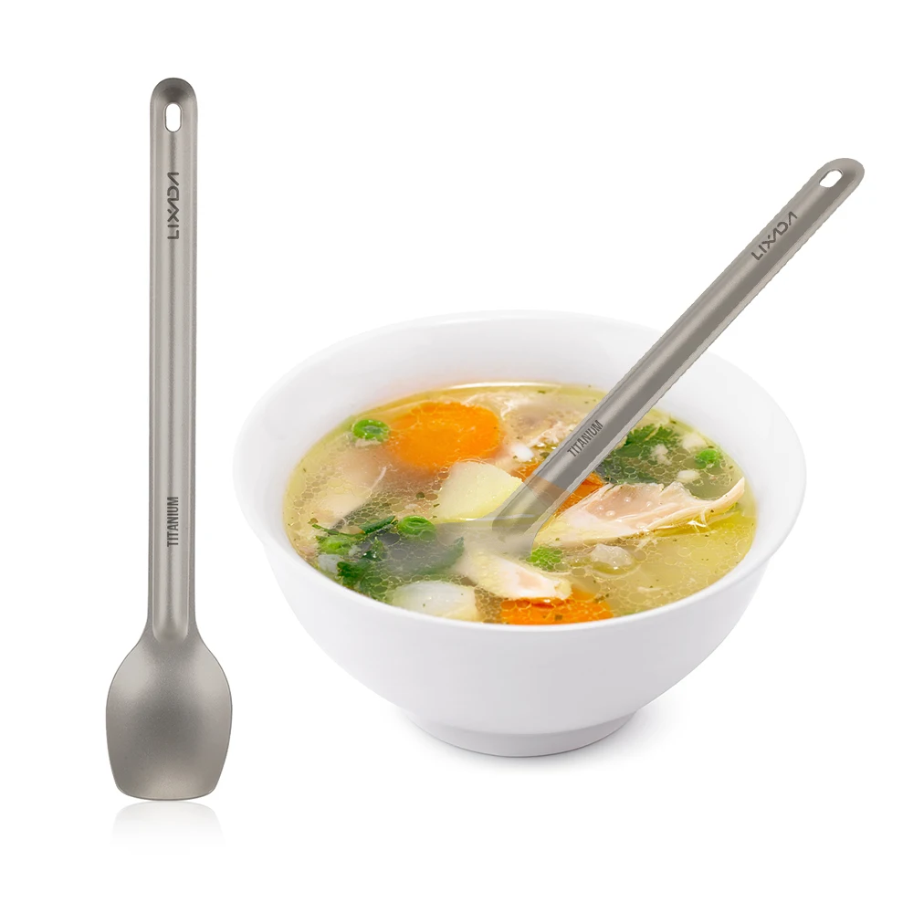 Титановая Ложка длинная ручка ложка для улицы портативная столовая столовые