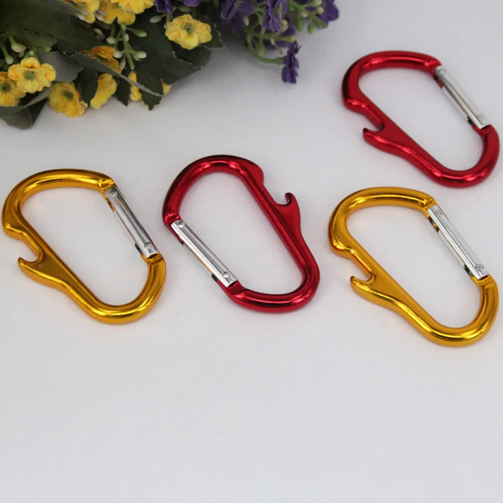 

4Pcs Outdoor Safety Buckles Aluminium Alloy Key Rings Portable Bottle Carriers