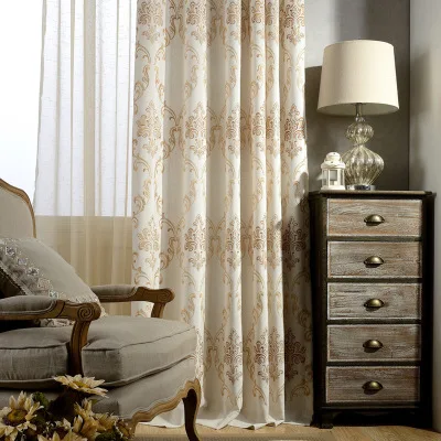 

Curtains for Living Dining Room Bedroom Yage Cotton Embroidery Curtain Fabric Simple Cotton European American Pastoral curtains
