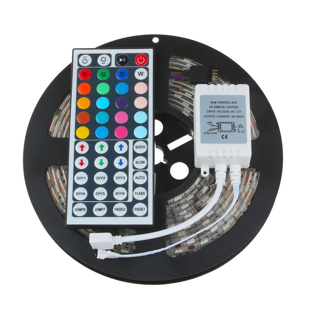 

LED Strip Light 5M 5050 RGB SMD LED Waterproof Flexible Strip DC 12V 300 LEDs+44 Key IR Remote 718 new
