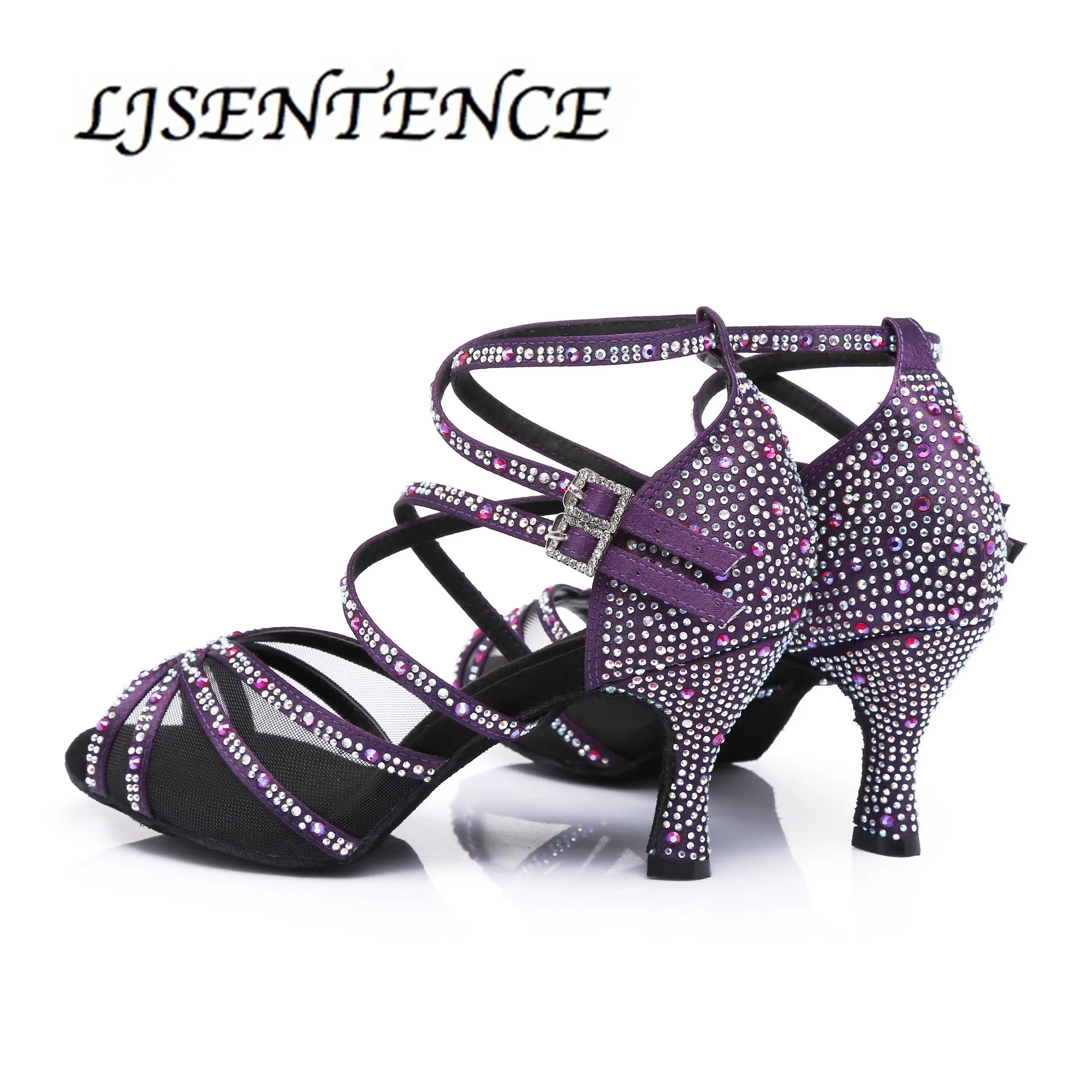 Модные туфли для латинских танцев со стразами женские бальных цвет розовый цвета