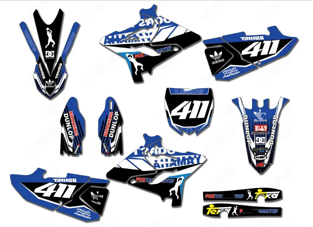 Для YAMAHA YZ125/250 графика и фоны наклейки Наборы для YAMAHA YZ125 YZ250 YZ 125 YZ 250