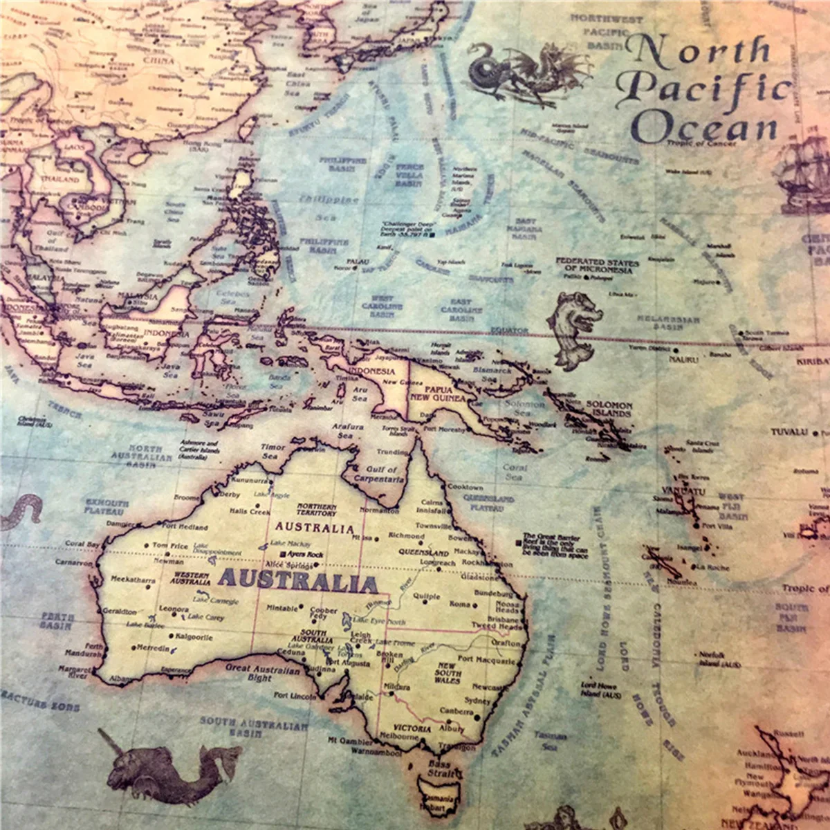 Старая навигационная карта мира крафт бумага кафе бар офис настенная ретро