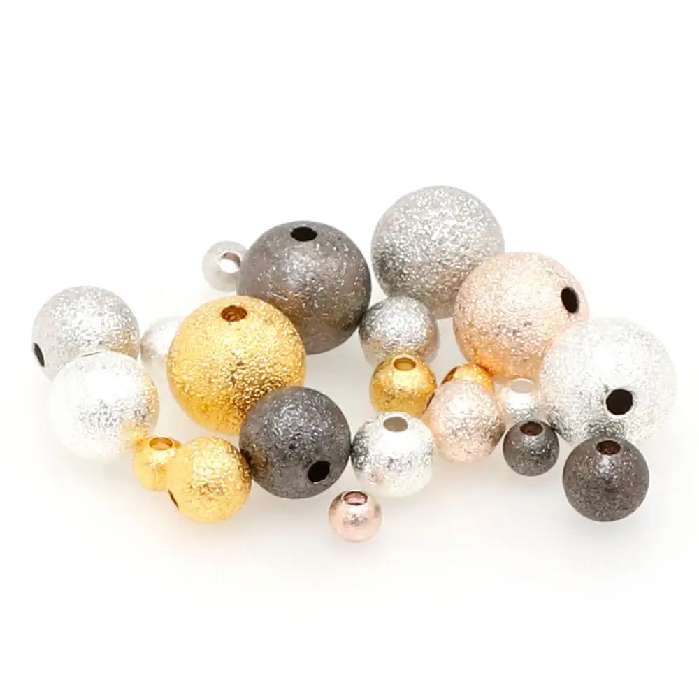 Золотистые и Серебристые круглые медные бусины разделители матовые для