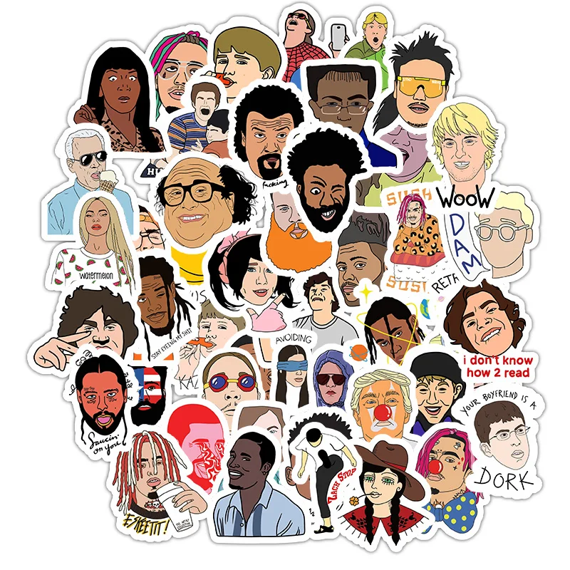 50 шт. водонепроницаемые наклейки для багажа скейтборда телефона