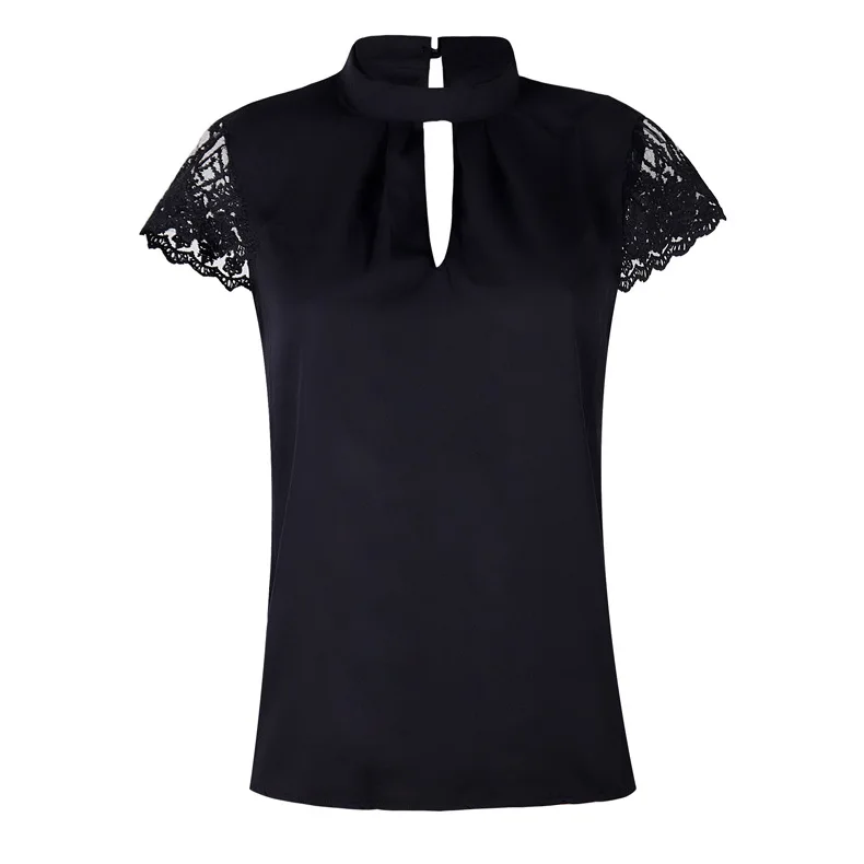 

New 2020 Chiffon Shirt Summer Short Sleeve Solid Color Casual Blouse Elegant Office Lady White Black Blusas Women Tops Pullover