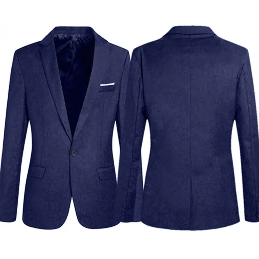 

New Office Blazer Jacket Fashion Solid Mens Suit Men's Slim Formal Business Suit Coat One Button Lapel Long Sleeve Pockets Top