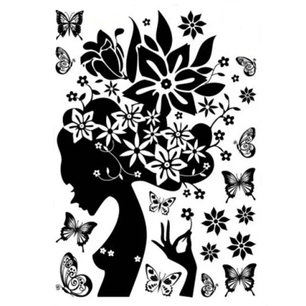 Настенная Наклейка с цветами бабочками девушками креативное украшение для