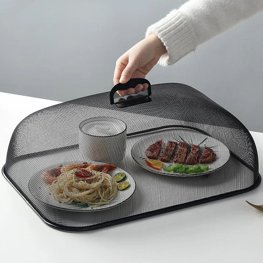 

1Pc Plate Cover Dish Cover Mesh Cover Dining Table Style Anti Fly Mosquito Kitchen Stainless Steel Cover (Black)