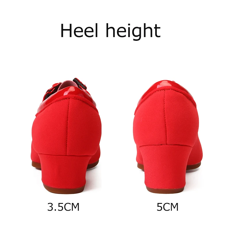 Latin Dance Shoes For Women Heels Red 3.5/5CM Ballroom Sneakers Practise Until You Can't Get It Wrong With HROYL Dancing Shoes