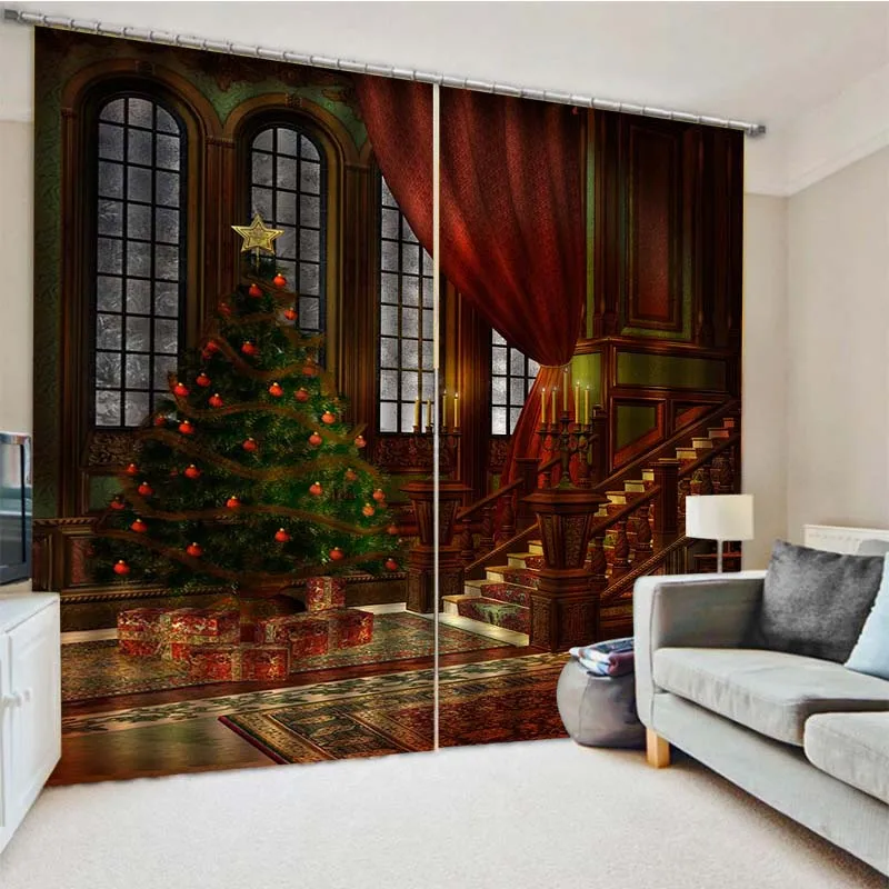 Рождественские украшения для дома затемненные 3D оконные шторы гостиной спальни