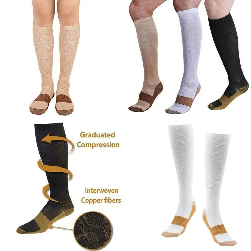 

Mens Womens Copper Infused Compression Stockings 20-30mmHg Anti Fatigue Soft Pain Relief Anti-Fatigue Stocking S-XXL